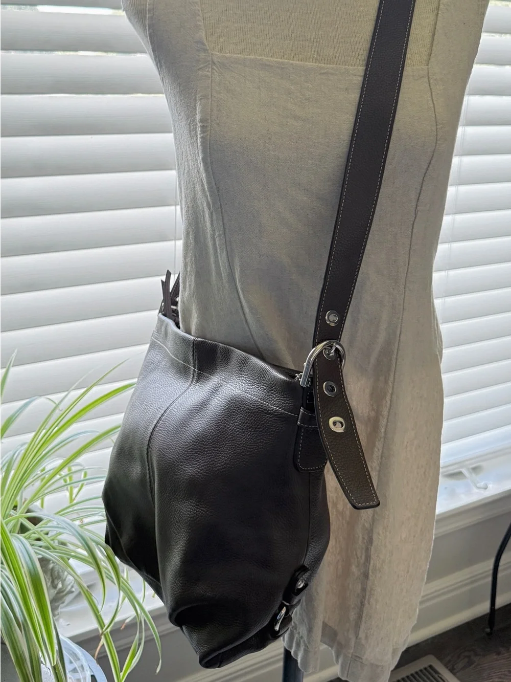 Coach Soho Dark Brown Pebbled Leather Convertible Hobo Duffle Bag F15064